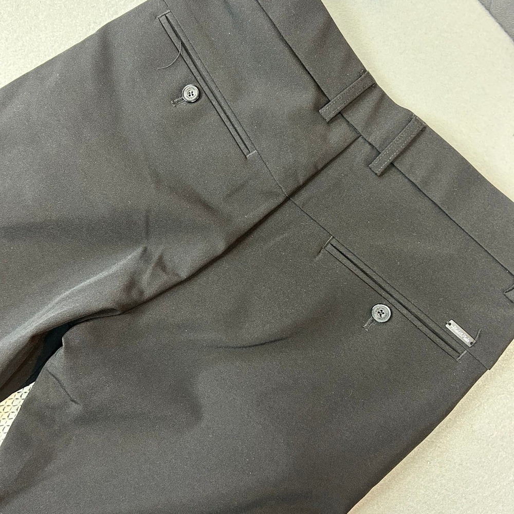 Plaid&Plain Dress Pants Slim Fit Stretch Men 28x30 Black 603#